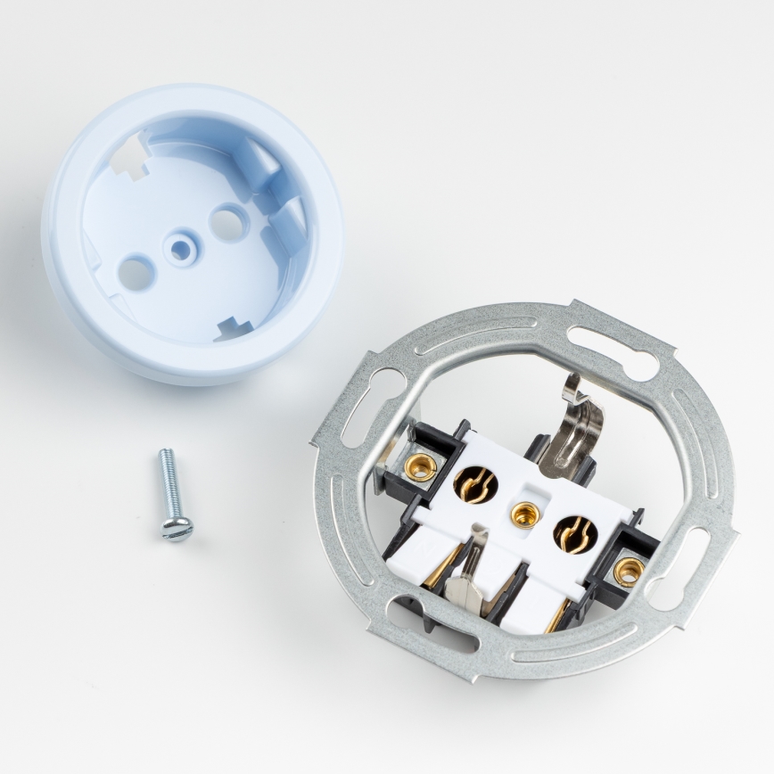 Kliklap - Dreifach-Retro-Steckdose für Zuhause mit Rahmen SCHUKO 230 V, blau