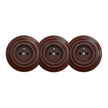 Kliklap - Dreifach-Retro-Steckdose mit Rahmen, 230V, braun