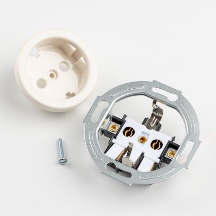 Kliklap - Dreifach-Retro-Wandsteckdose mit SCHUKO-Rahmen 230V beige