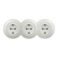 Kliklap - Dreifach‑Retro‑Steckdose für den Haushalt mit SCHUKO‑Rahmen 230V weiß