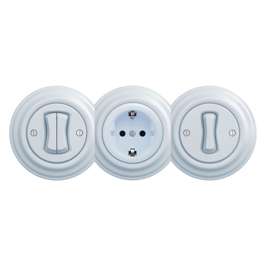 Kliklap - Rahmenlose Retro-SCHUKO-Haushaltssteckdose 230V/16A blau