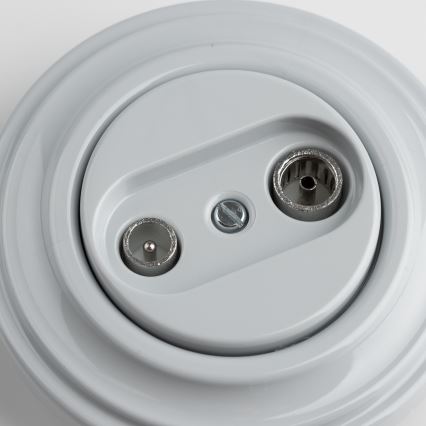 Kliklap - Retro Antennendose TV+R (Abschlussdose) mit Rahmen, grau