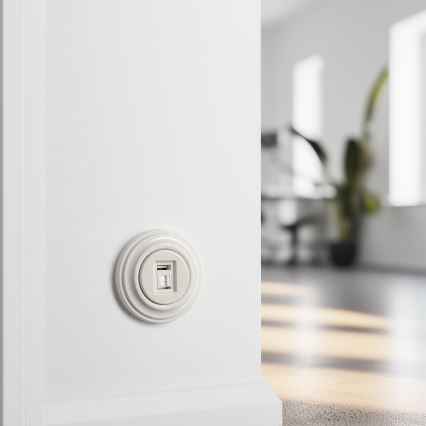 Kliklap - Retro-Datenanschluss mit Rahmen, beige