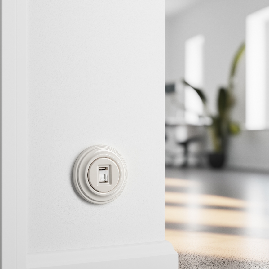 Kliklap - Retro-Datenanschluss mit Rahmen, beige