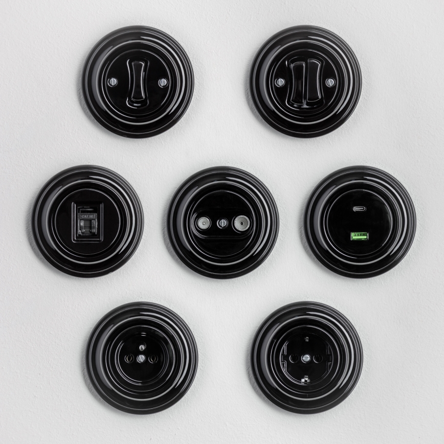 Kliklap - Retro Doppel-Taster mit Rahmen, schwarz