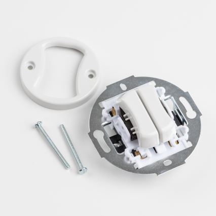 Kliklap - Retro Doppel-Taster ohne Rahmen aus weißer Keramik