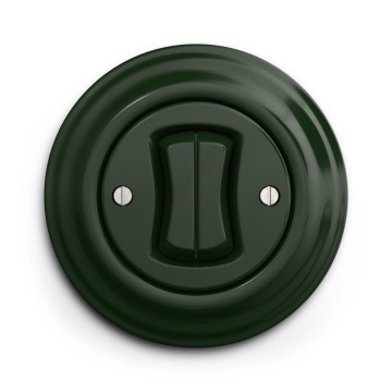 Kliklap - Retro Doppel-Treppenhausschalter mit Rahmen Nr. 6+6, grün