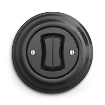 Kliklap - Retro Doppel-Treppenlichtschalter mit Rahmen Nr. 6+6 Anthrazit