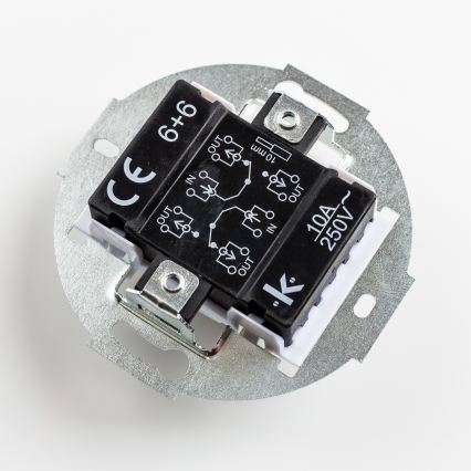 Kliklap - Retro-Doppel-Treppenlichtschalter mit Rahmen Nr. 6+6, grau