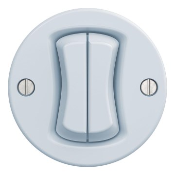 Kliklap - Retro Doppel-Wechselschalter ohne Rahmen Nr. 6+6 blau