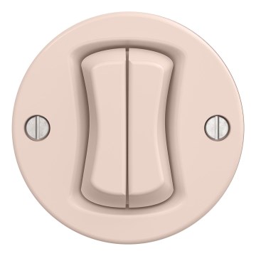 Kliklap - Retro Doppel-Wechselschalter, rahmenlos, Nr. 6+6, Altrosa