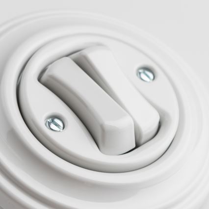 Kliklap - Retro Doppelschalter für Treppen mit Rahmen Nr. 6+6, Keramikweiß