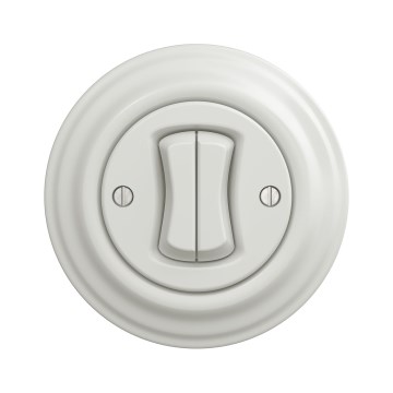 Kliklap - Retro Doppelschalter für Treppenhaus mit Rahmen Nr. 6+6, weiß