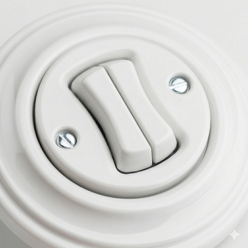 Kliklap - Retro Doppeltaster mit Rahmen, schneeweiß