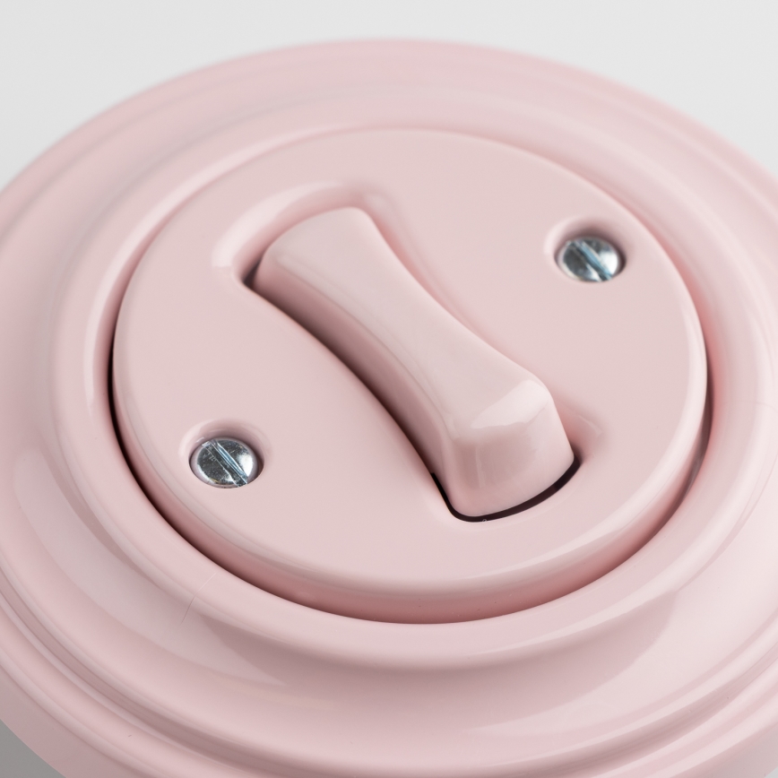 Kliklap - Retro-einpoliger Schalter mit Rahmen Nr. 1, altrosa