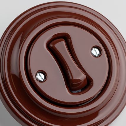 Kliklap - Retro einpoliger Schalter mit Rahmen Nr. 1, braun