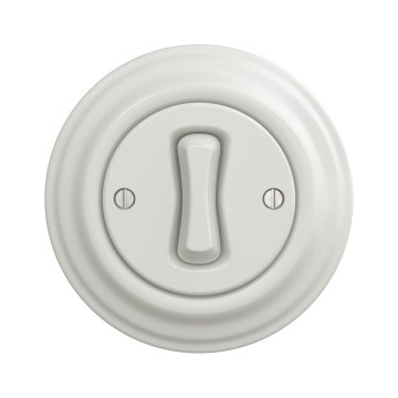 Kliklap - Retro-Einpoliger Schalter mit Rahmen Nr. 1, Keramikweiß