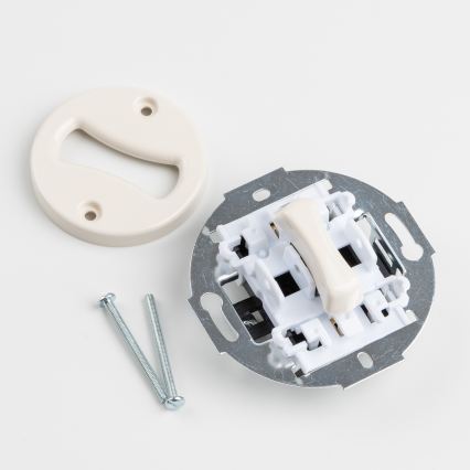 Kliklap - Retro einpoliger Schalter Nr. 1 und SCHUKO-Steckdose 230 V mit Zierrahmen, beige