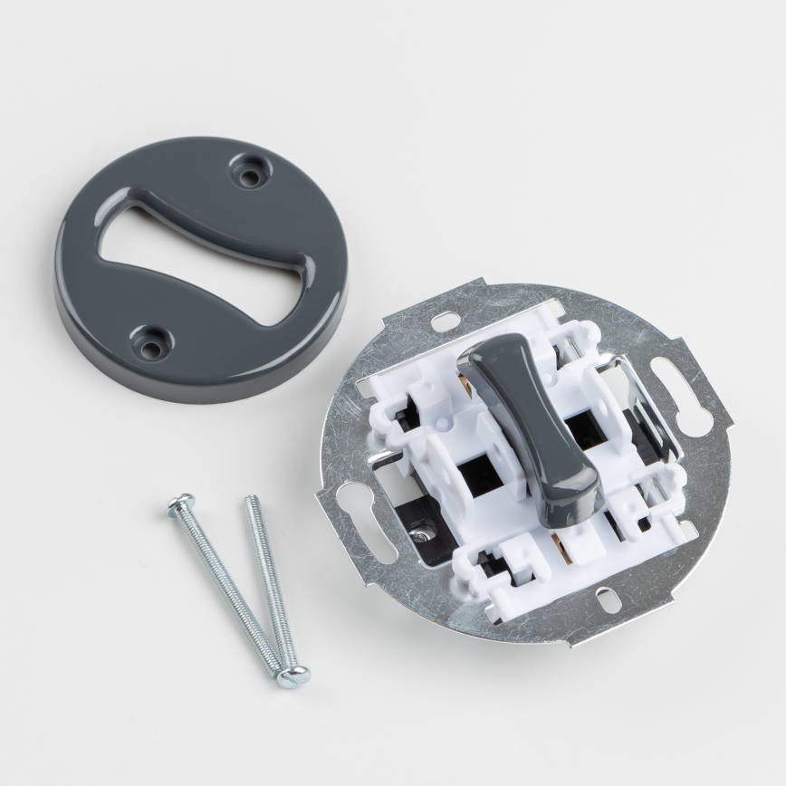 Kliklap - Retro-Einpolschalter mit Rahmen Nr. 1, Anthrazit