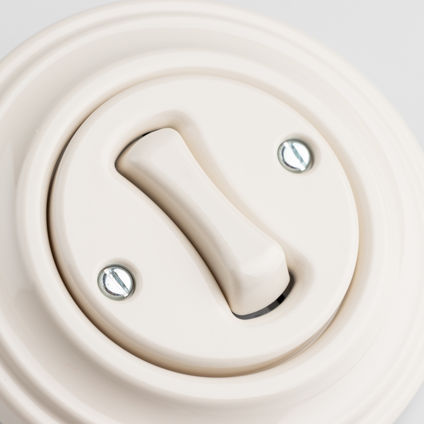 Kliklap - Retro-Einpolschalter mit Rahmen Nr. 1, Beige