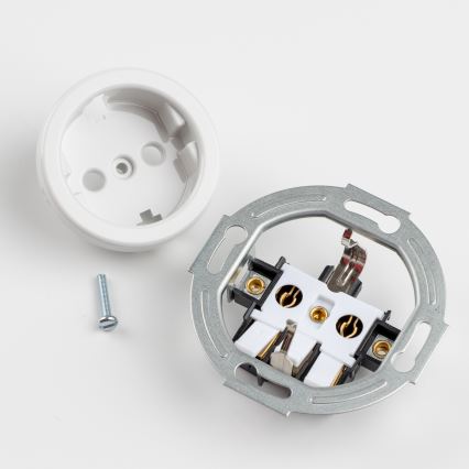 Kliklap – Retro-Einpolschalter Nr. 1 und SCHUKO-Steckdose 230 V mit Rahmen, keramikweiß