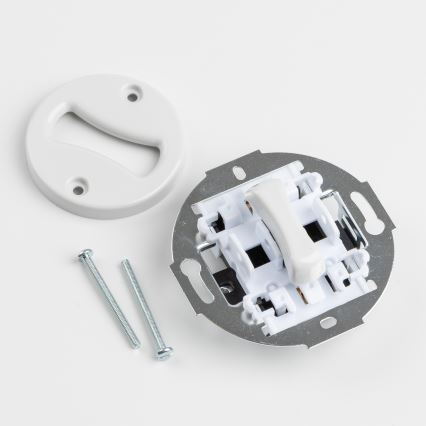 Kliklap – Retro-Einpolschalter Nr. 1 und SCHUKO-Steckdose 230 V mit Rahmen, keramikweiß