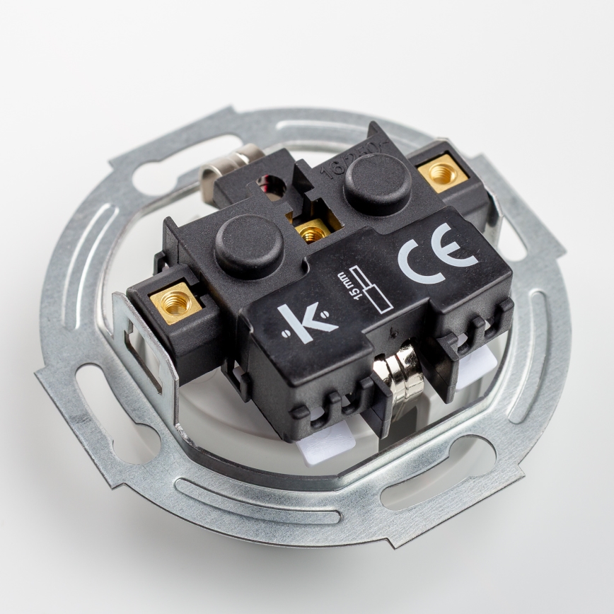 Kliklap – Retro-Einpolschalter Nr. 1 und SCHUKO-Steckdose 230 V mit Rahmen, keramikweiß