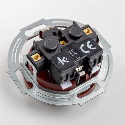 Kliklap - Retro-Einpolschalter Nr. 1 und SCHUKO-Steckdose 230 V mit Rahmen, braun