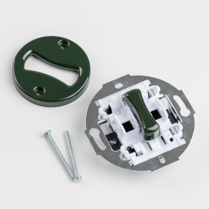 Kliklap - Retro-Einpolschalter Nr. 1 und SCHUKO-Steckdose 230 V mit Rahmen, grün