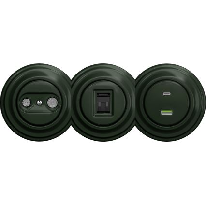 Kliklap - Retro Enddose TV+R (ohne Rahmen) grün