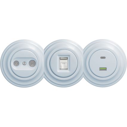 Kliklap - Retro Teilnehmerdose TV+R (Enddose) ohne Rahmen blau