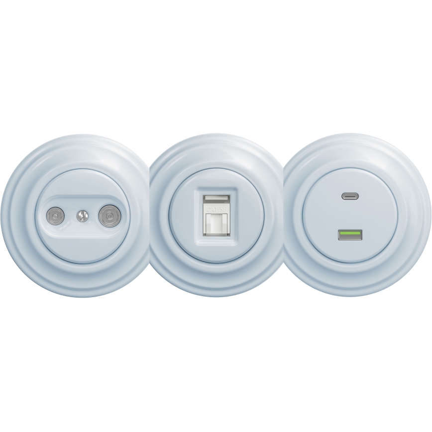 Kliklap - Retro Teilnehmerdose TV+R (Enddose) ohne Rahmen blau