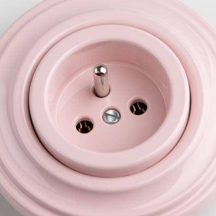 Kliklap - Retro-Haushaltssteckdose mit Rahmen, 230 V, altrosa