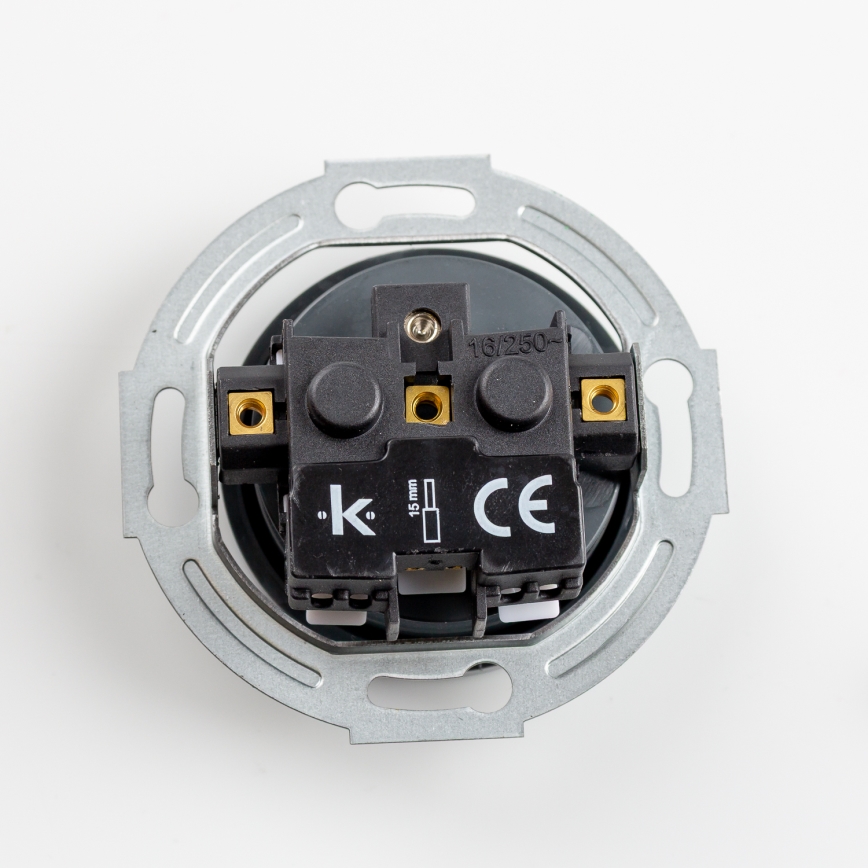 Kliklap - Retro-Haushaltssteckdose mit Rahmen, 230 V, Anthrazit