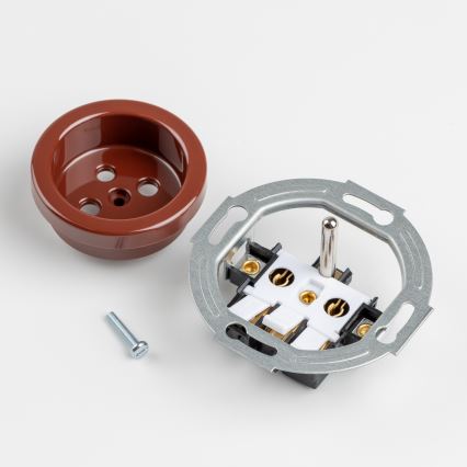 Kliklap - Retro-Haushaltssteckdose mit Rahmen, 230 V, braun