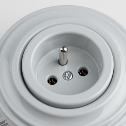 Kliklap - Retro-Haushaltssteckdose mit Rahmen 230V grau