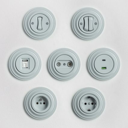 Kliklap - Retro-Haushaltssteckdose mit Rahmen 230V grau