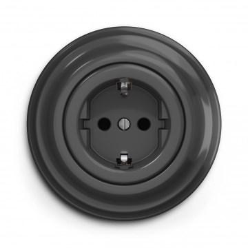 Kliklap - Retro-Haushaltssteckdose mit Rahmen SCHUKO 230V/16A Anthrazit