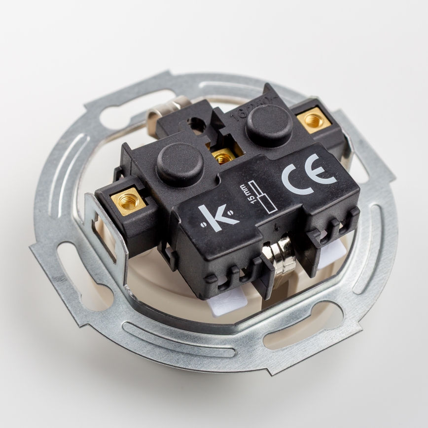 Kliklap - Retro Haushaltssteckdose mit Rahmen SCHUKO 230V/16A beige