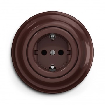 Kliklap - Retro-Haushaltssteckdose mit Rahmen SCHUKO 230V/16A, braun