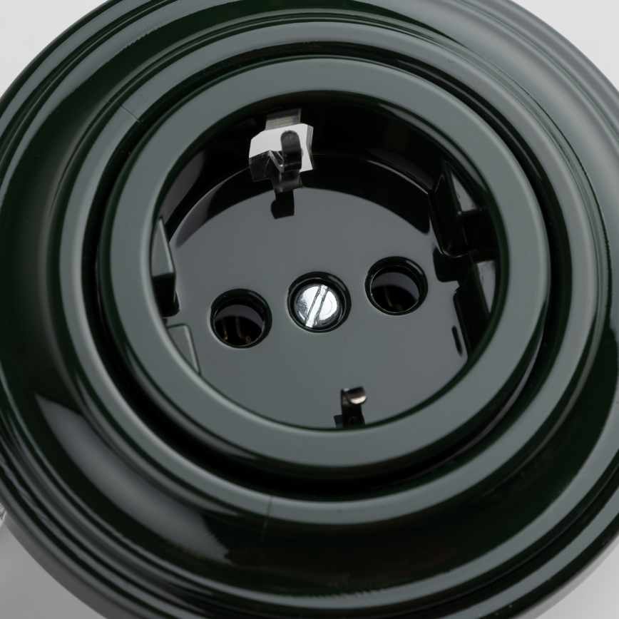 Kliklap - Retro-Haushaltssteckdose mit Rahmen, SCHUKO 230V/16A, grün