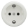 Kliklap - Retro-Haushaltssteckdose, rahmenlos, SCHUKO 230 V/16 A, aus Keramik, weiß