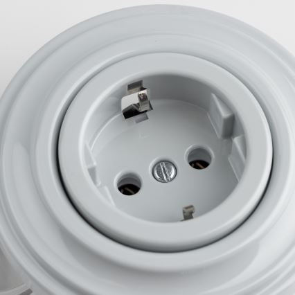 Kliklap - Retro-Haussteckdose mit Rahmen SCHUKO 230V/16A, grau