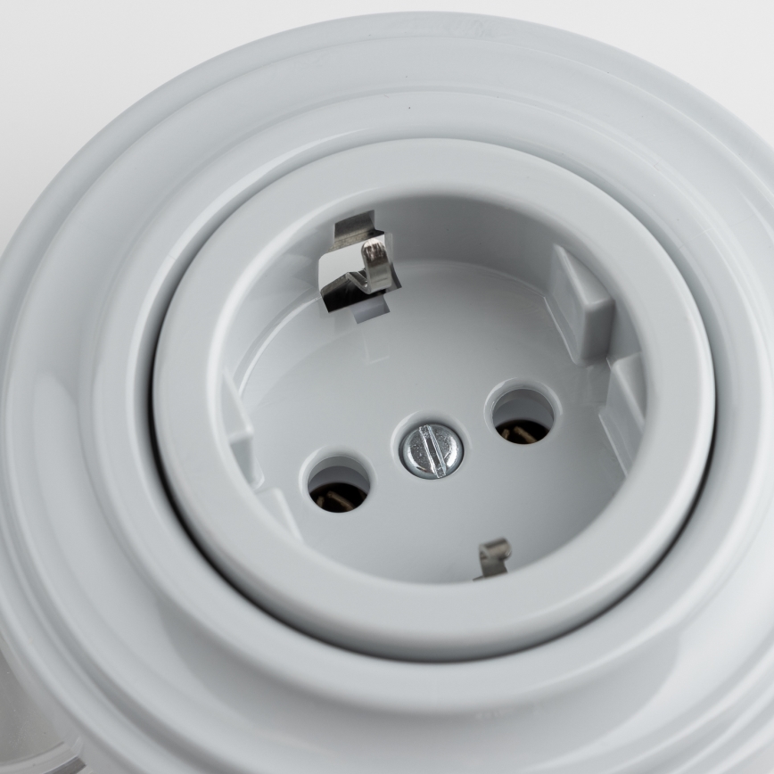 Kliklap - Retro-Haussteckdose mit Rahmen SCHUKO 230V/16A, grau