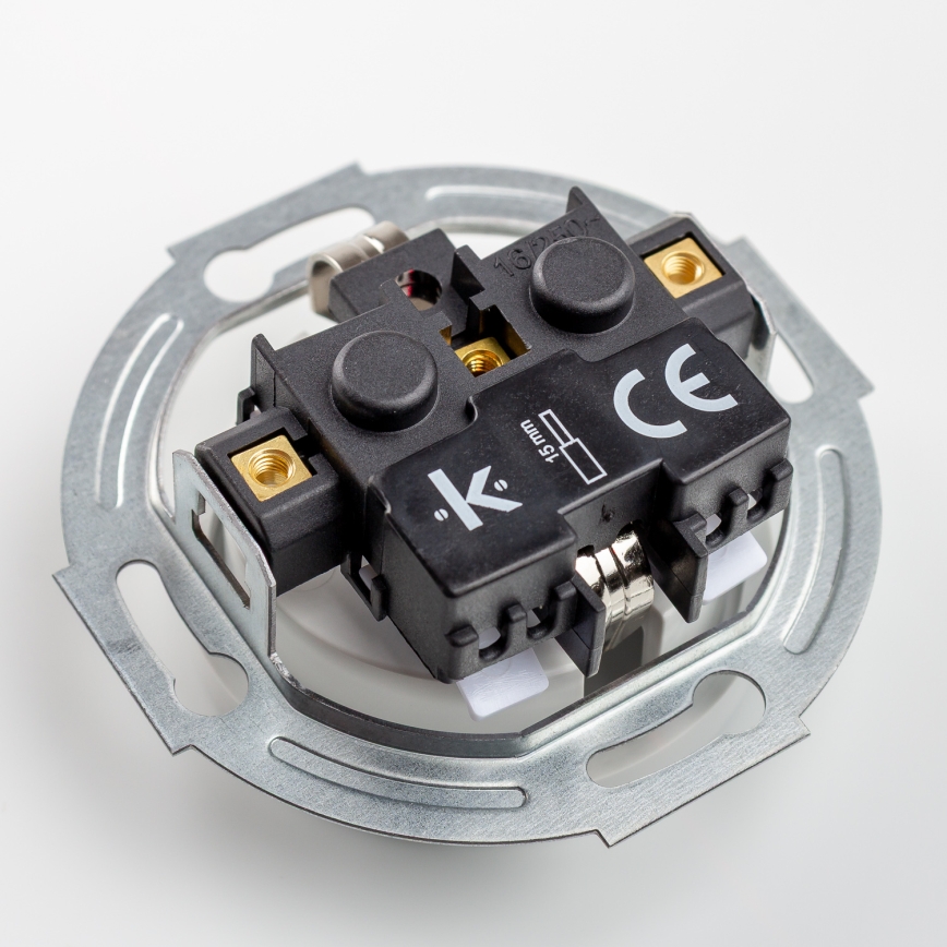 Kliklap - Retro-Haussteckdose mit Rahmen SCHUKO 230V/16A schneeweiß