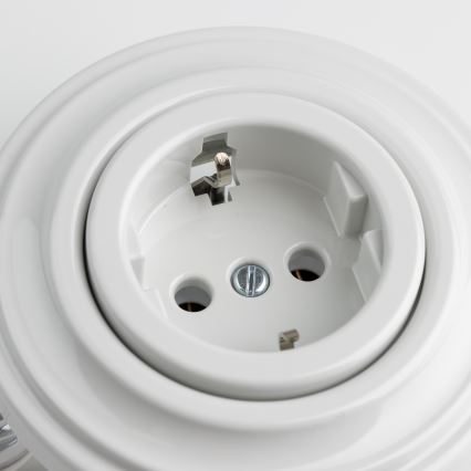 Kliklap - Retro-Haussteckdose mit Rahmen SCHUKO 230V/16A schneeweiß
