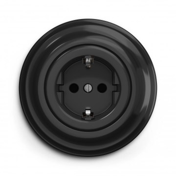 Kliklap - Retro-Haussteckdose mit Rahmen SCHUKO 230V/16A schwarz