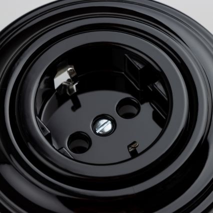 Kliklap - Retro-Haussteckdose mit Rahmen SCHUKO 230V/16A, schwarz