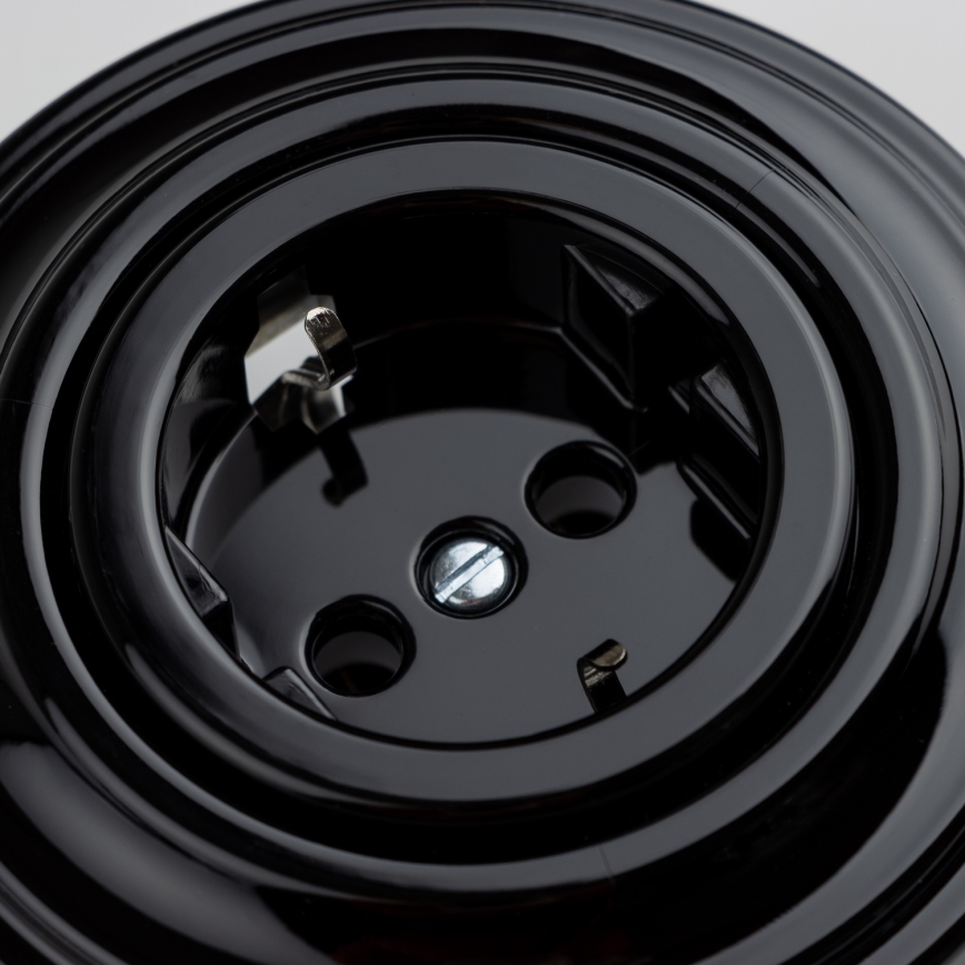 Kliklap - Retro-Haussteckdose mit Rahmen SCHUKO 230V/16A, schwarz