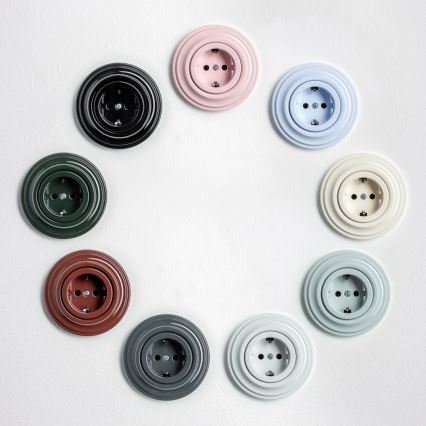 Kliklap - Retro-Haussteckdose mit Rahmen SCHUKO 230V/16A, schwarz